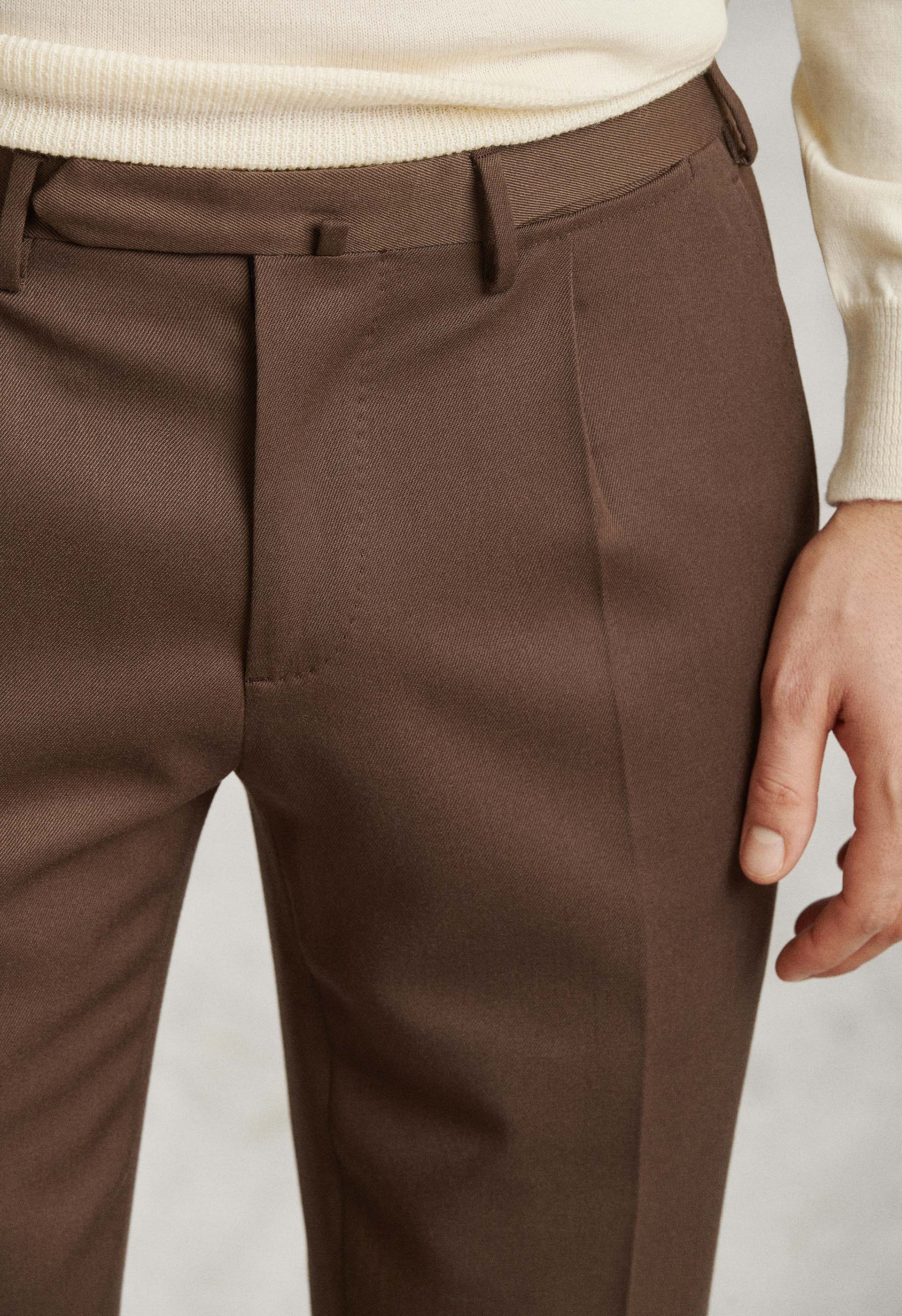 Brown 1 Pence Wool stretch pants