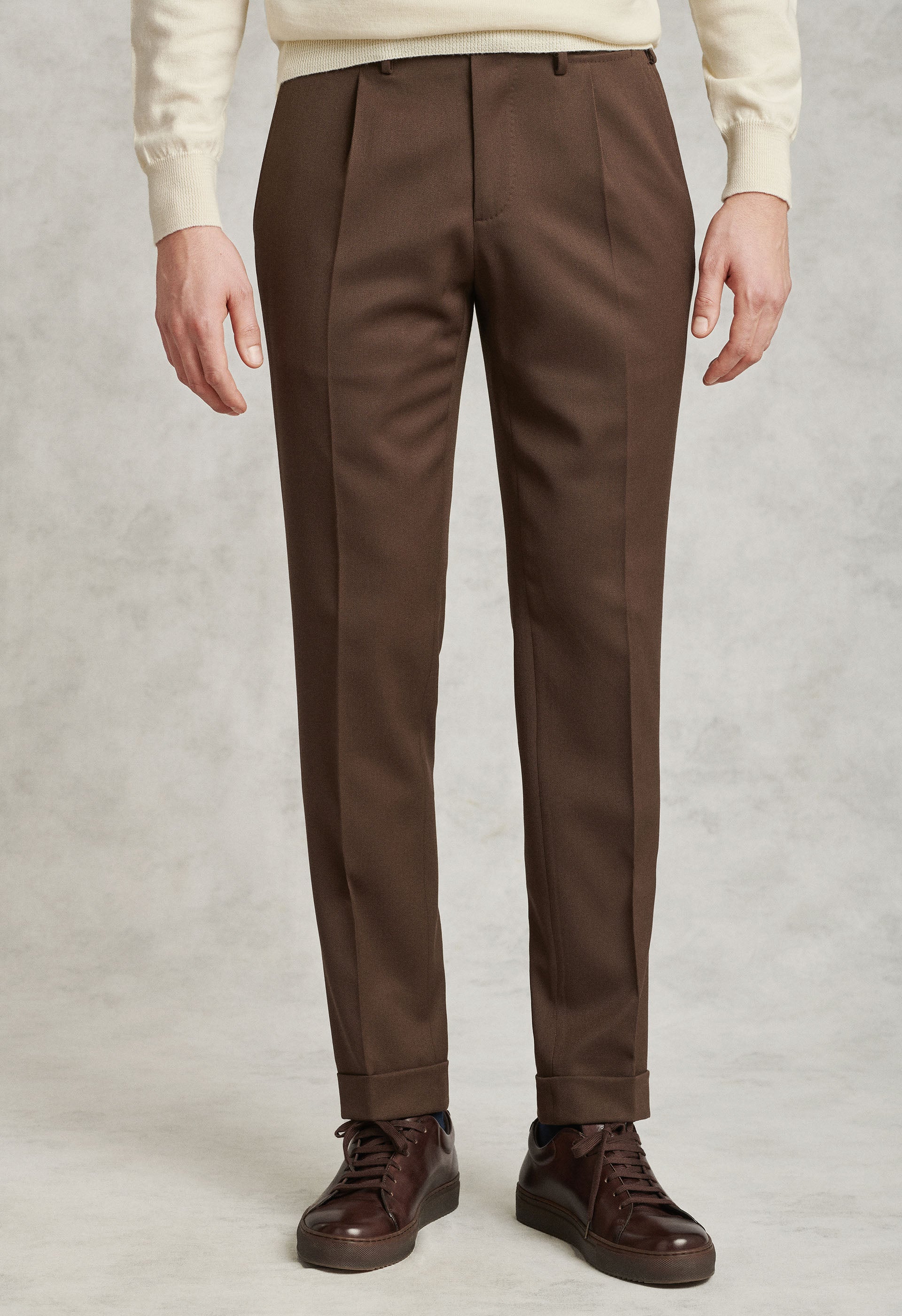 Brown 1 Pence Wool stretch pants