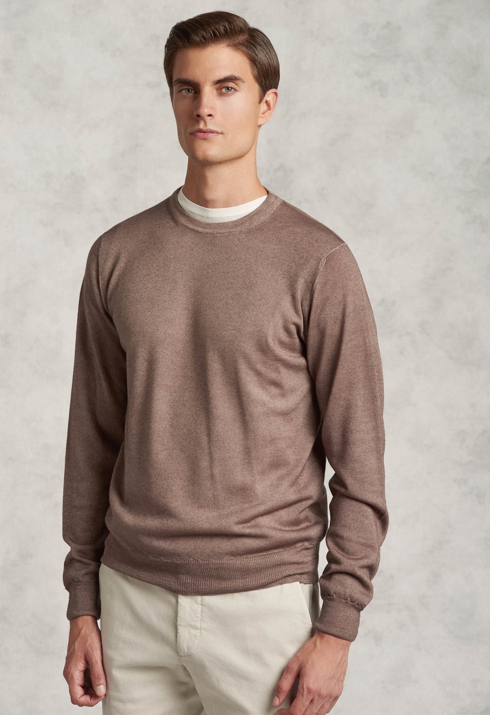 Taupe Wool Crewneck- Gauge 12