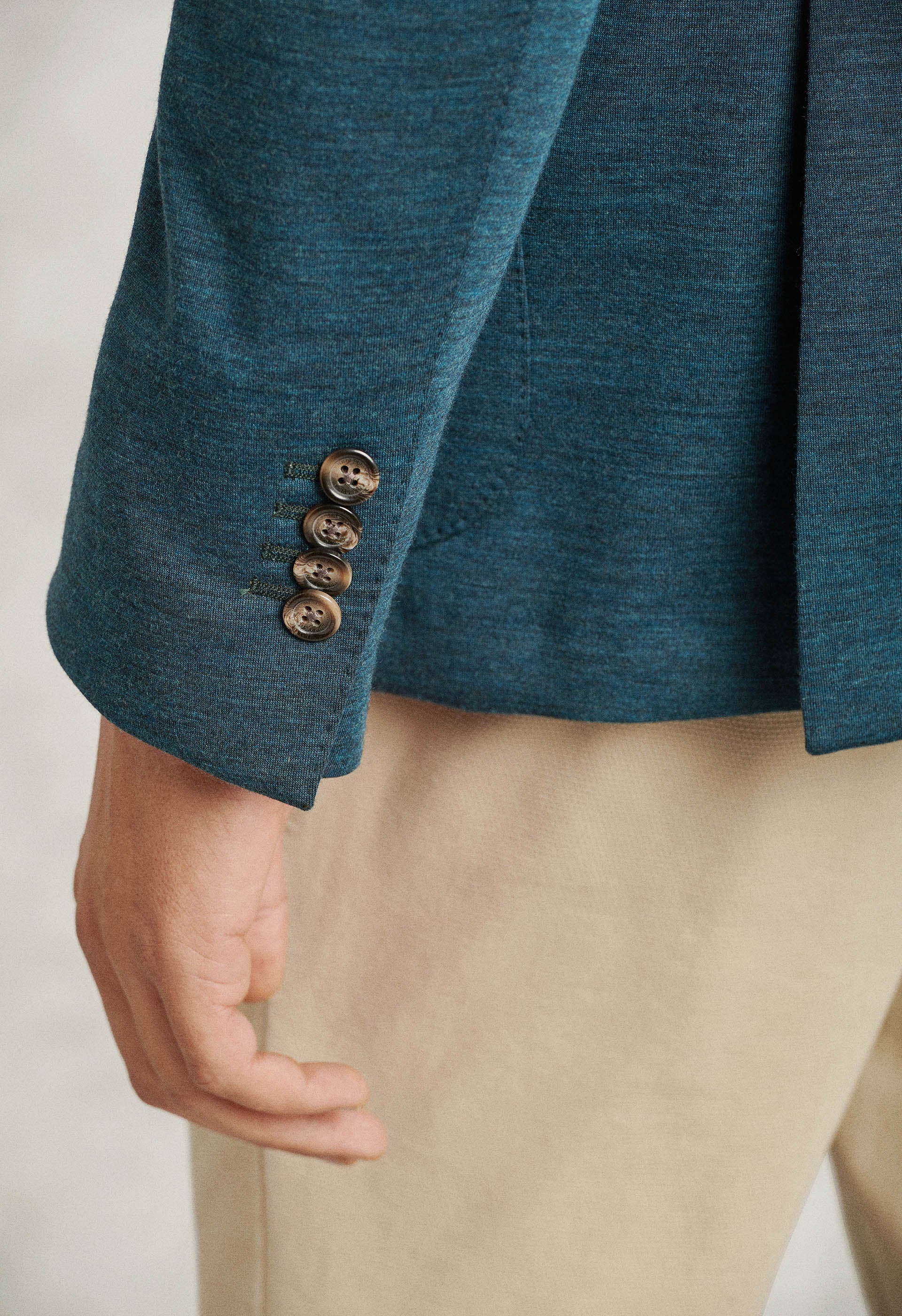 Sky Blue Jersey Wool Jackets - Loro Piana Fabric