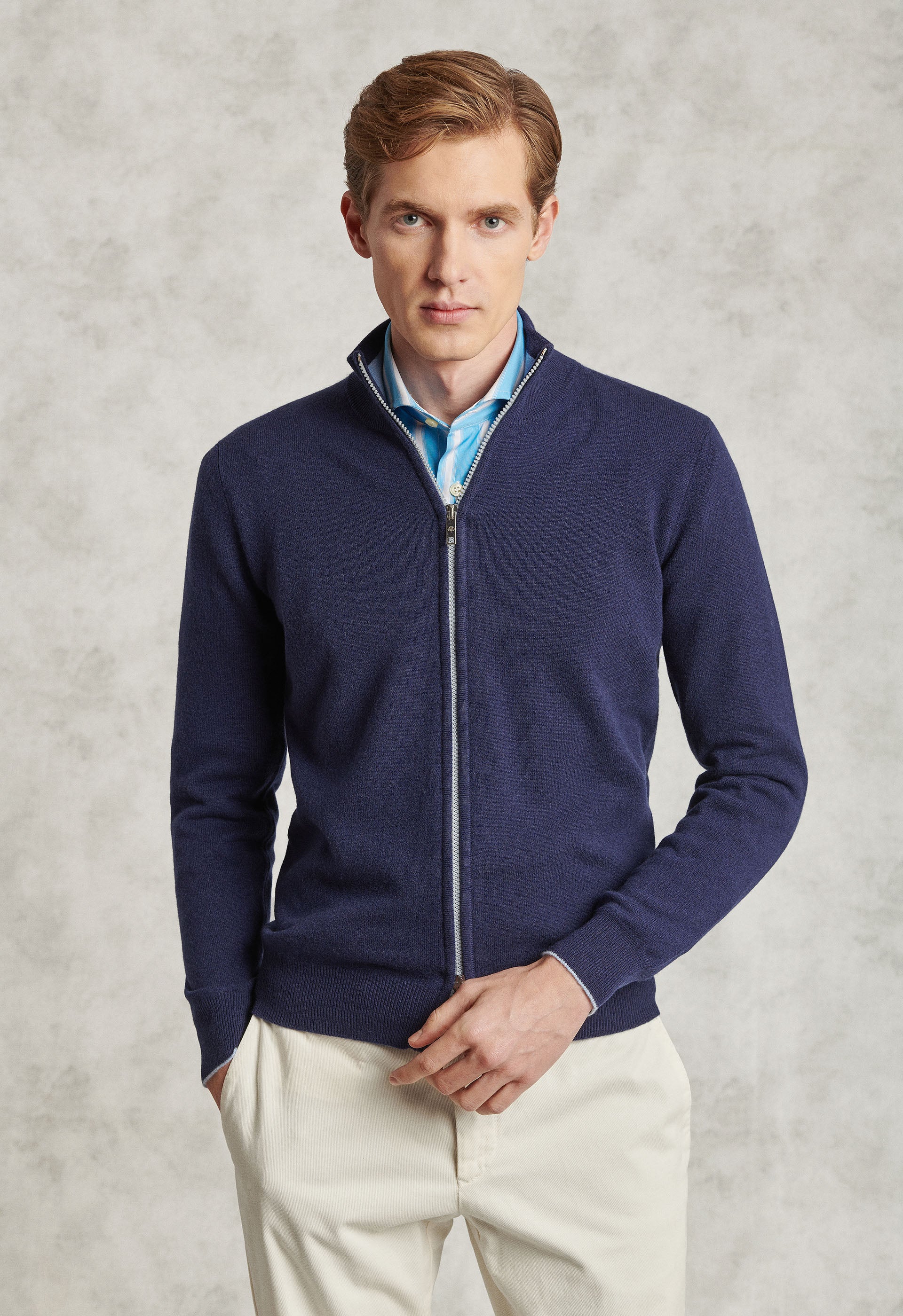 Blue Cashmere - Full Zip Sweaters