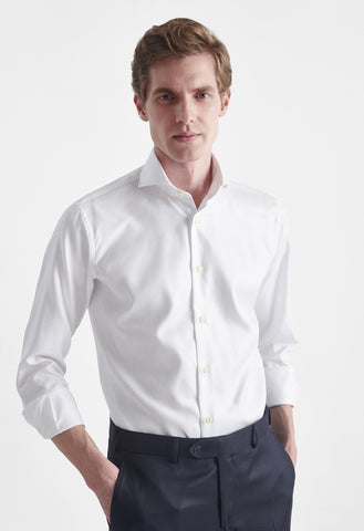 Slim Fit White Oxford Shirt with Cutaway Collar
