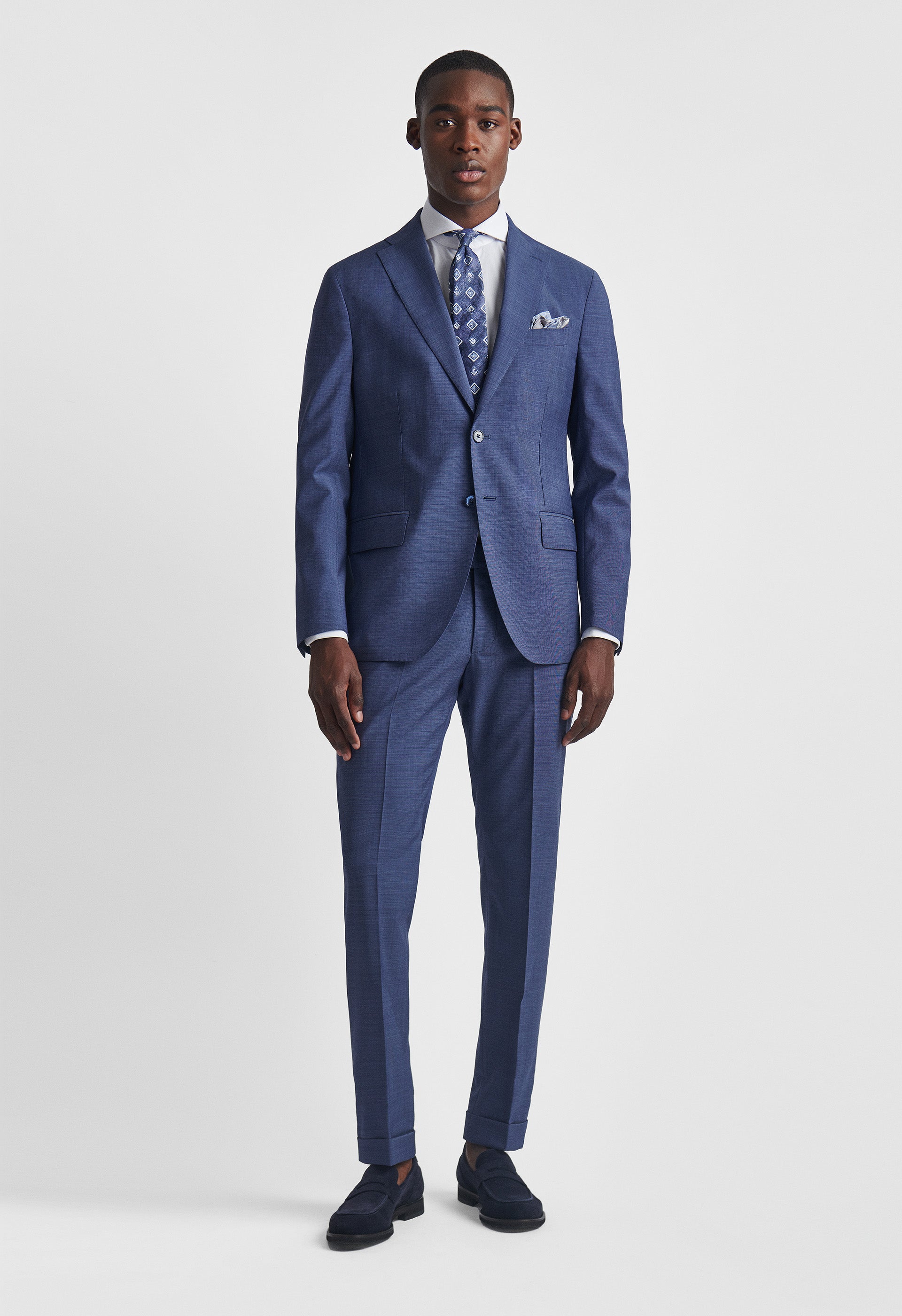 Avion Blue Wool Pure Suits - Tollegno Fabric